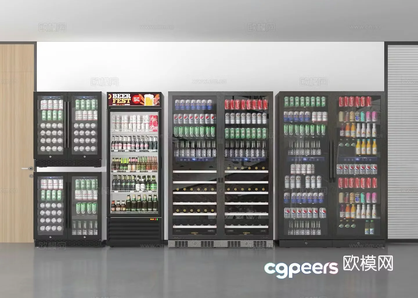 Refrigerator beverage cabinet freezer 3d model