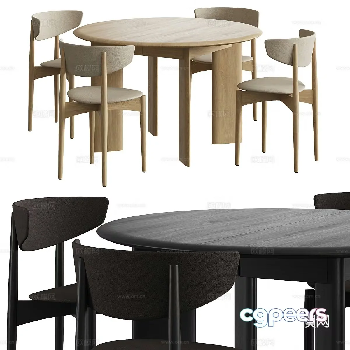 New Chinese dining table and chair 3D model