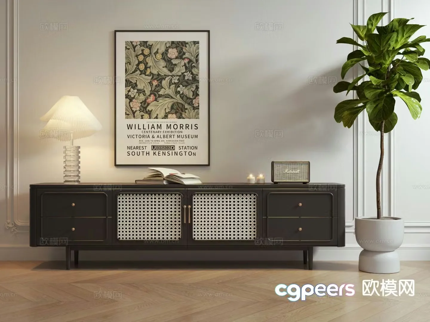 Medieval style TV cabinet 3D model
