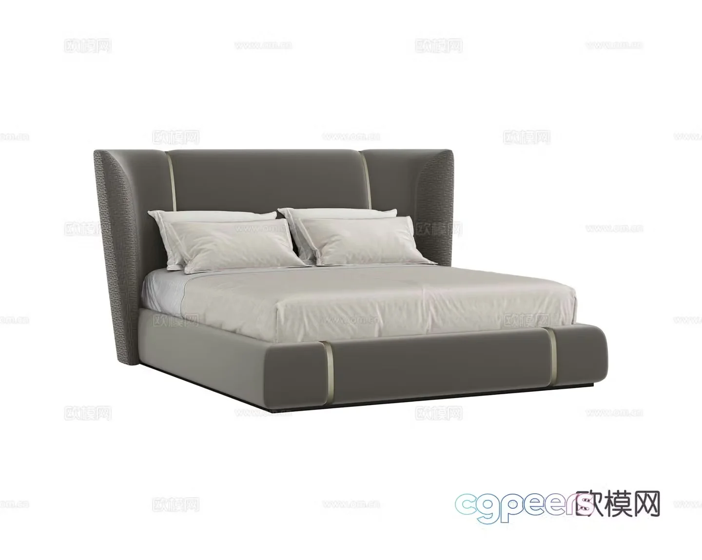 Light luxury double bed 3D model