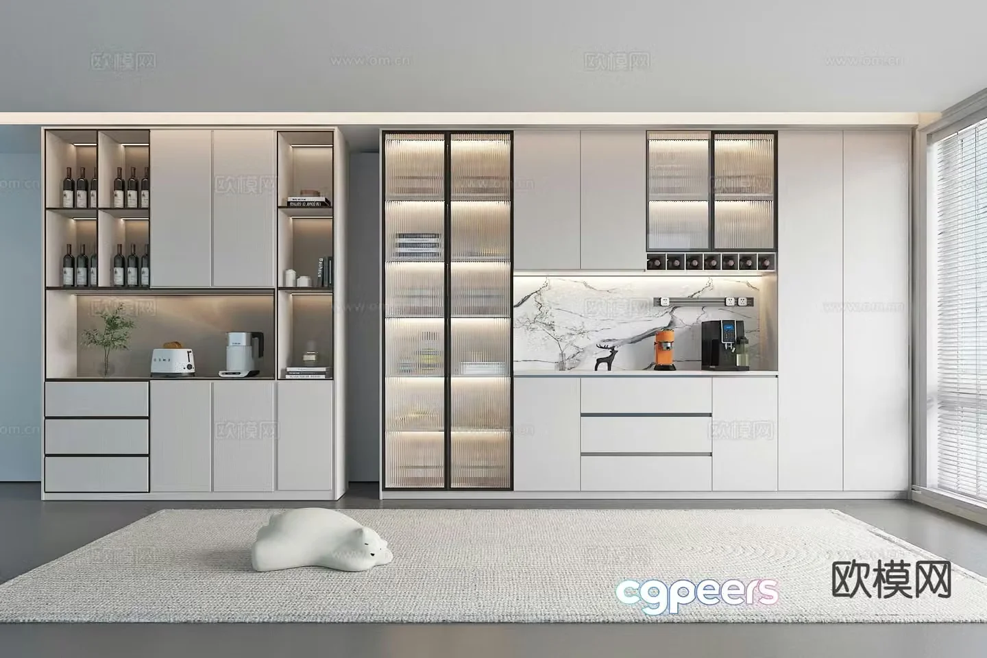 Modern sideboard wine cabinet restaurant cabinet 3d model