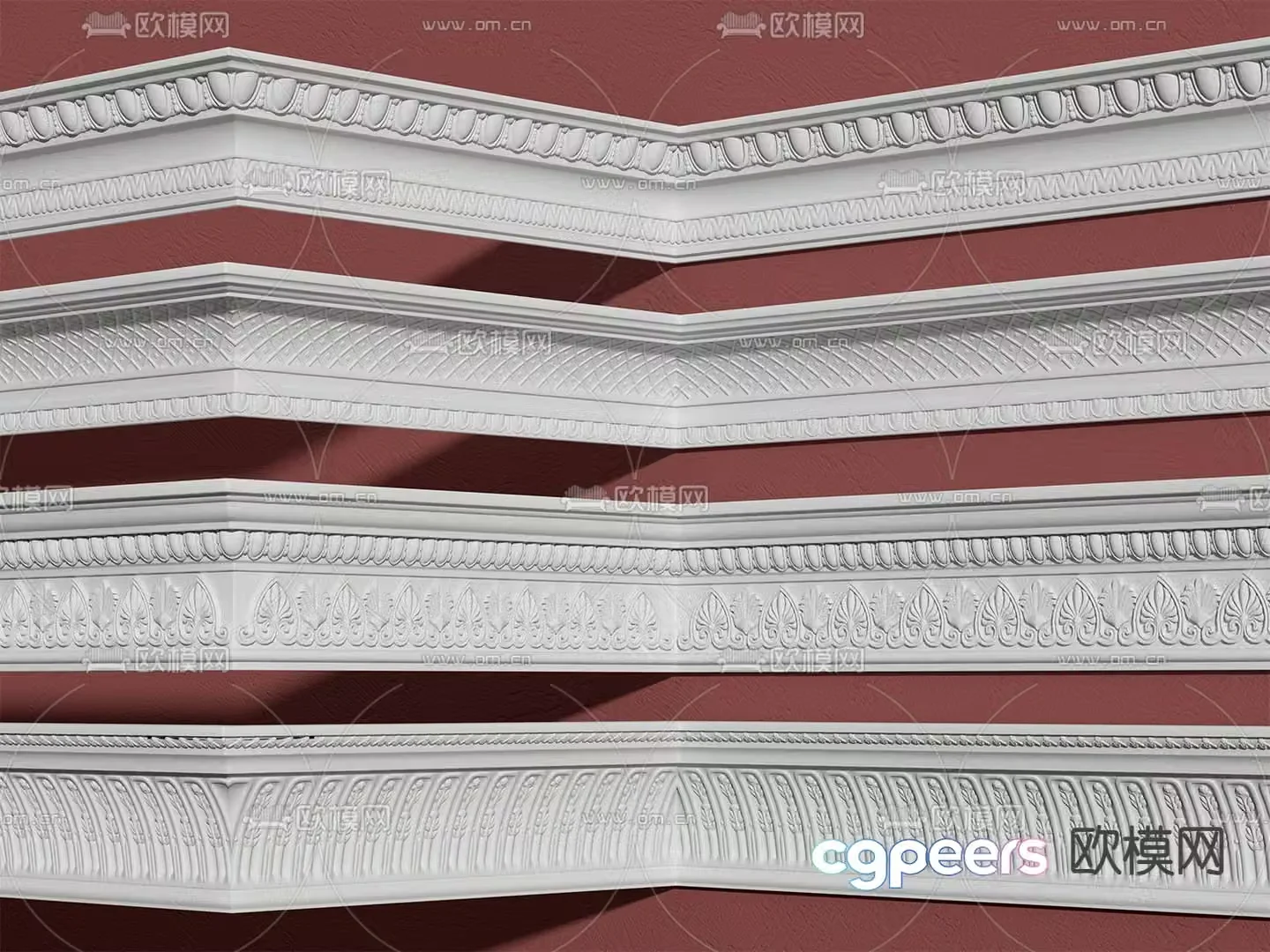 French Lines Corners Gypsum Line 3D Model