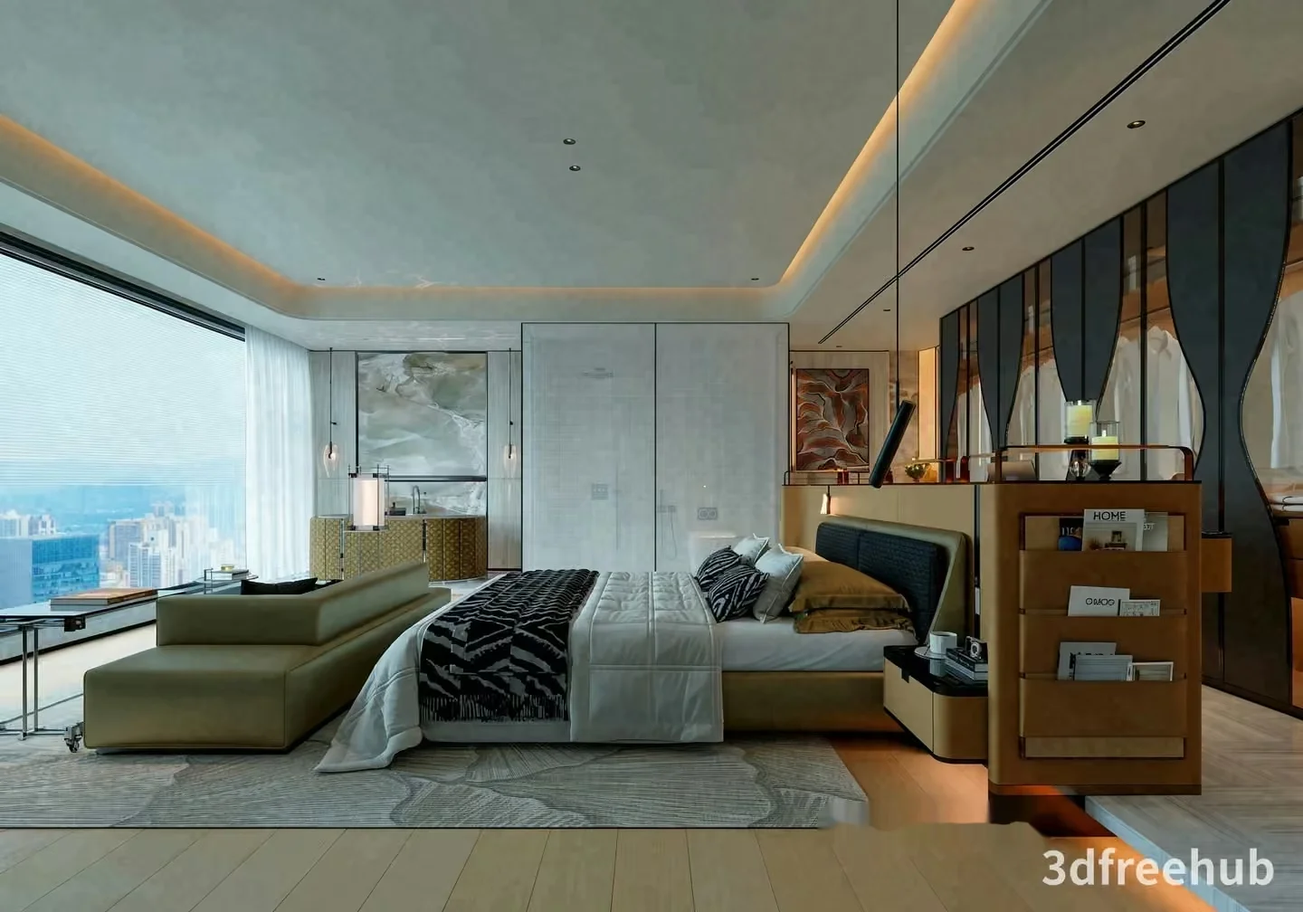 Cozy Modern Bedroom 3D Model – 23352 – VRAY Render