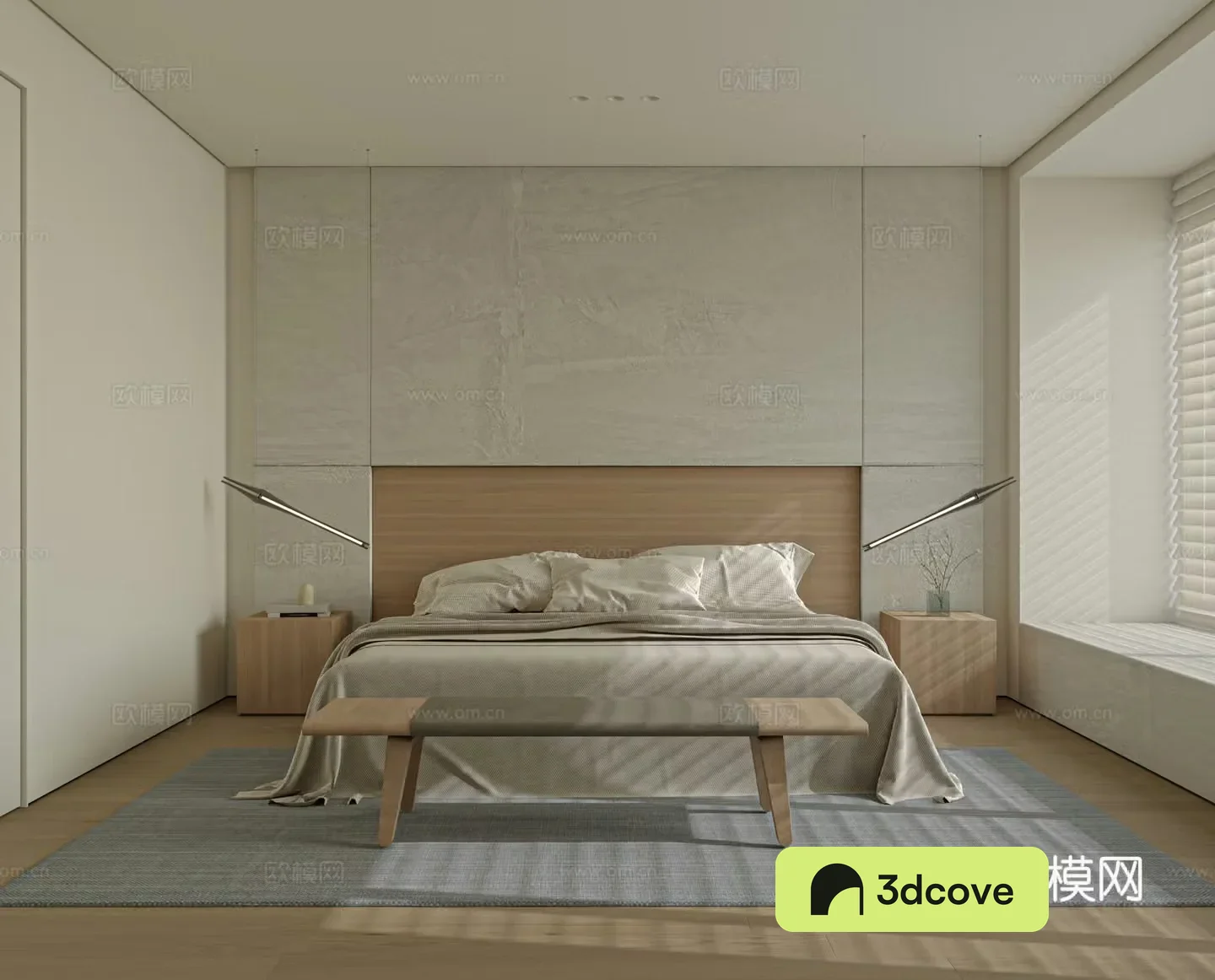 Modern bedroom bed nightstand jewelry