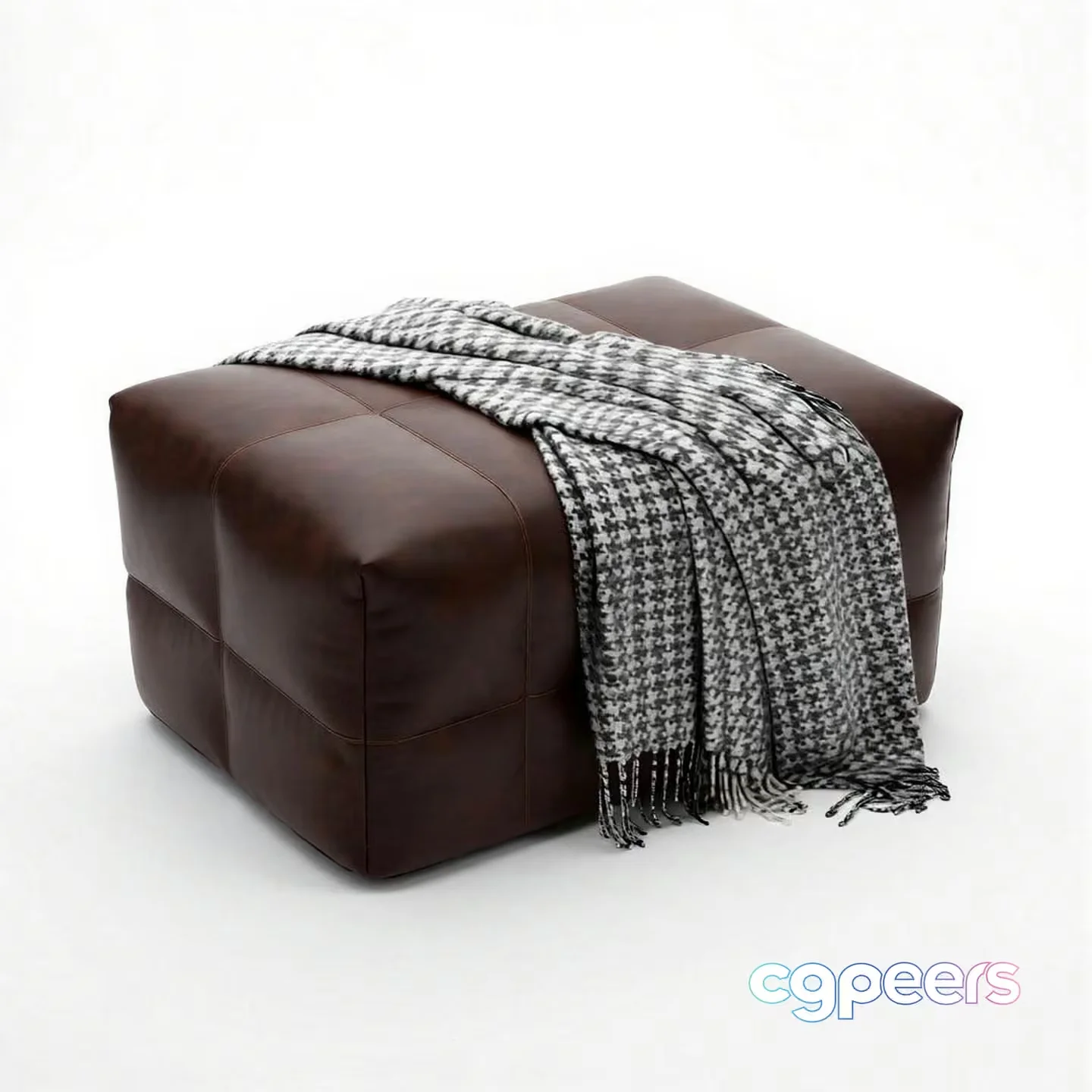 Brown Leather Ottoman 3D Model – 4977 – VRAY Render