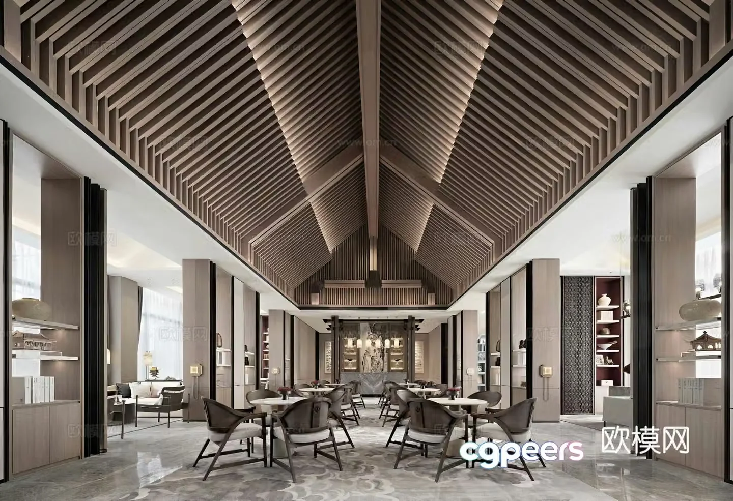 New Chinese sales office Chinese restaurant club banquet hall hotel hotel restaurant sales office 3d model