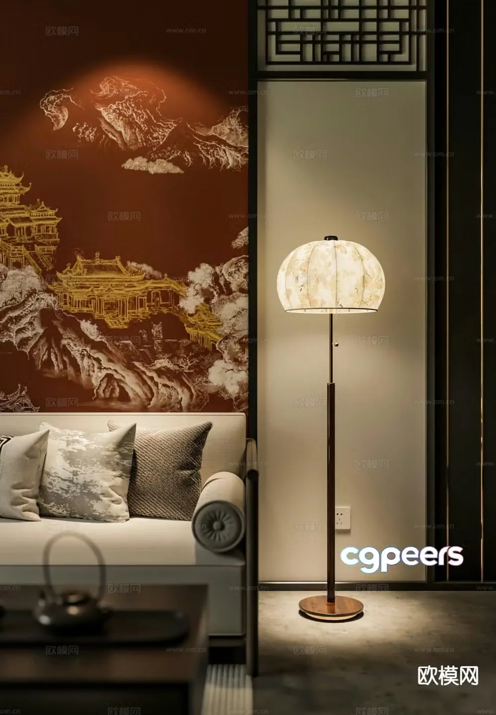 New Chinese floor lamp 3D model