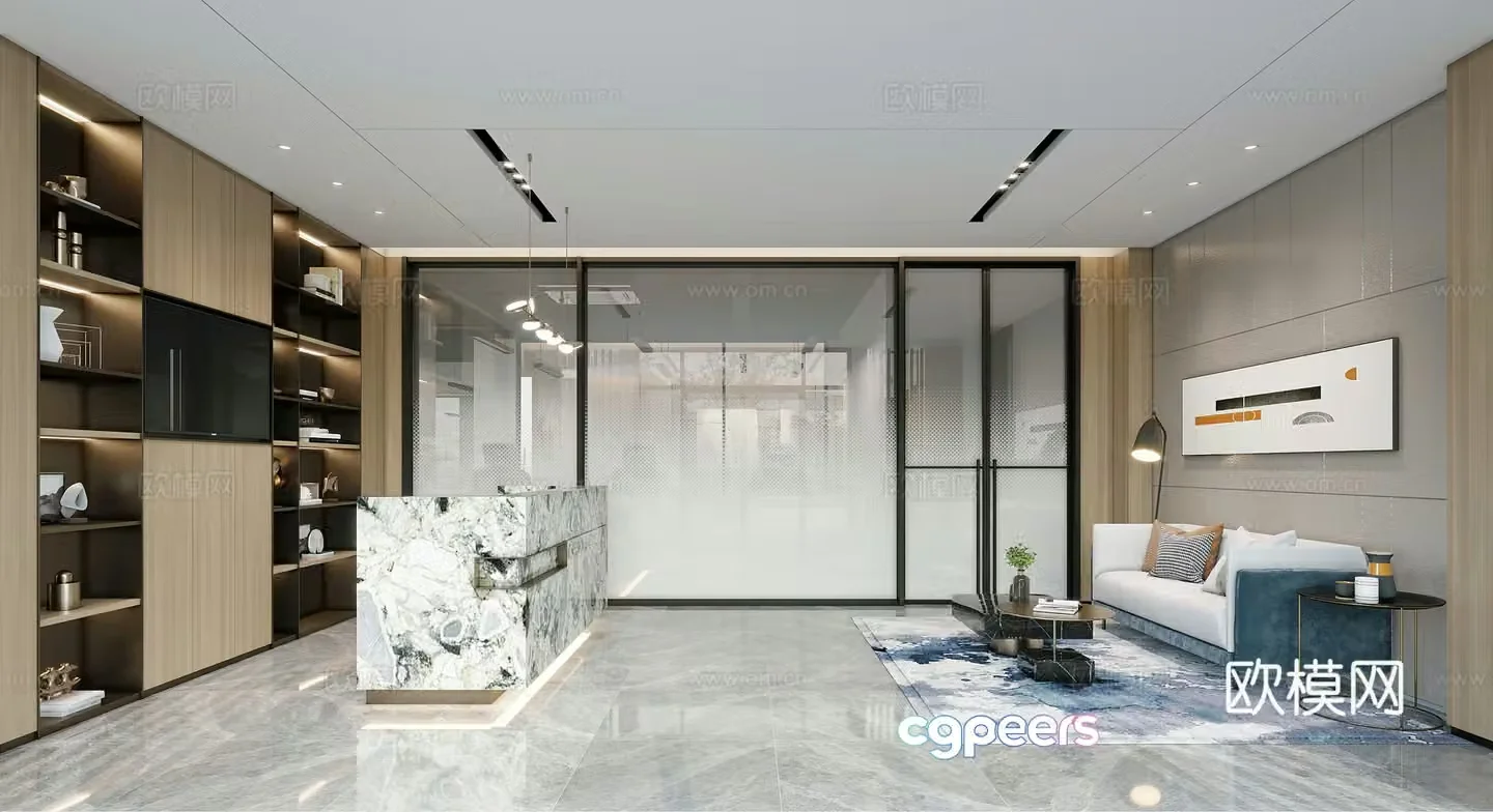 Company front desk reception 3d model