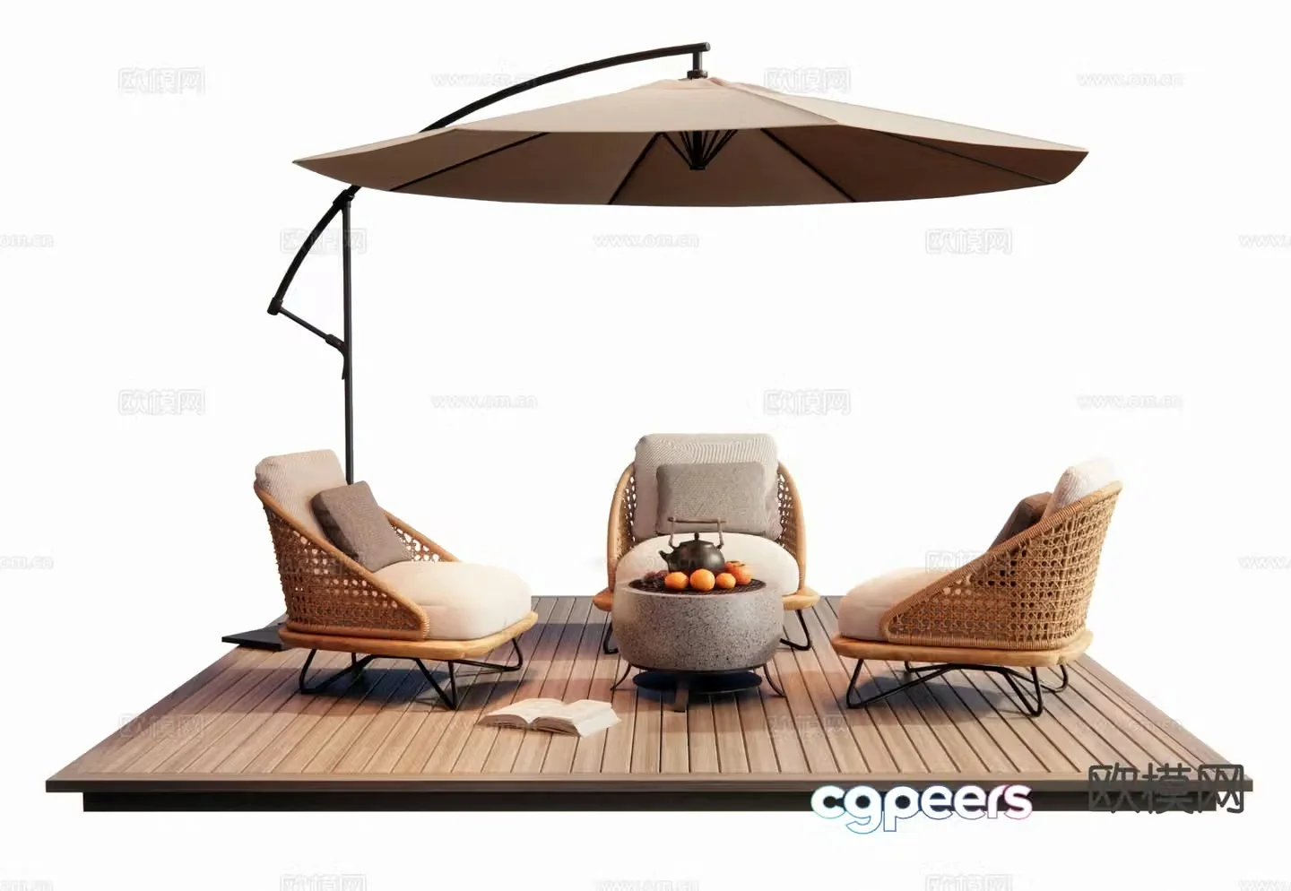 Modern outdoor chair outdoor sofa folding umbrella 3d model