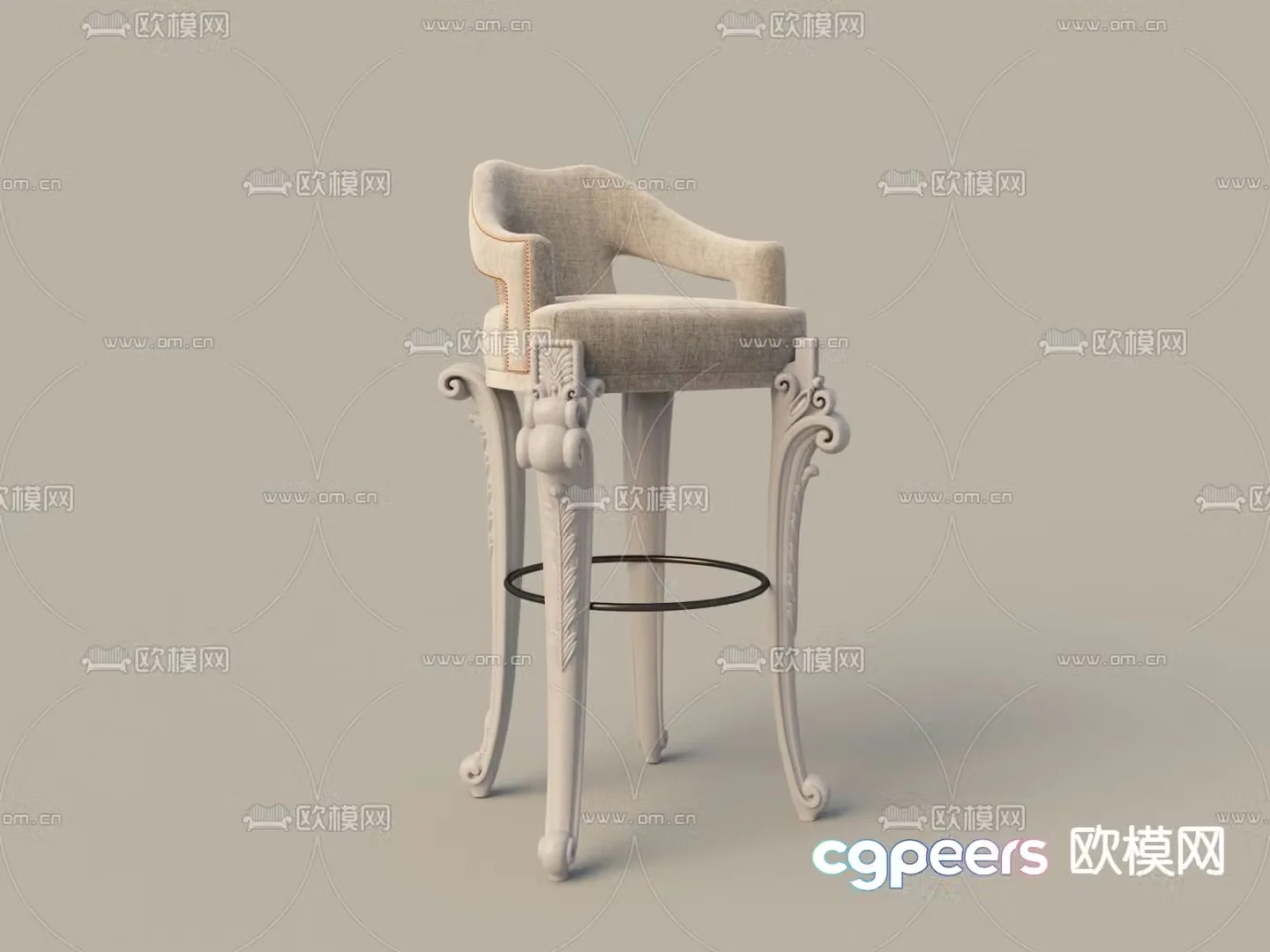 European bar chair high chair 3d model