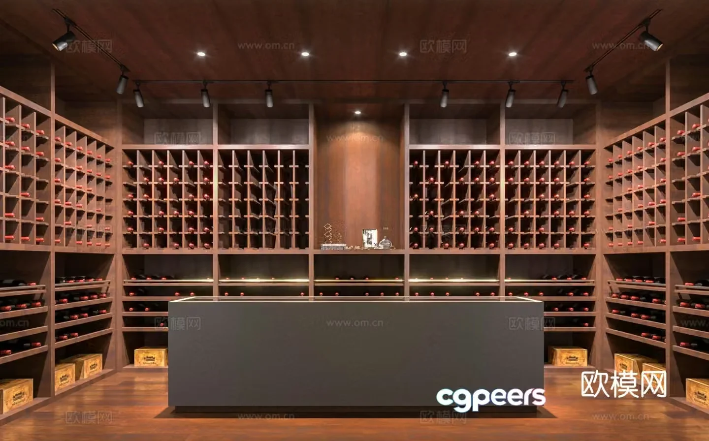 Modern red wine cellar cold storage room constant temperature room 3D model