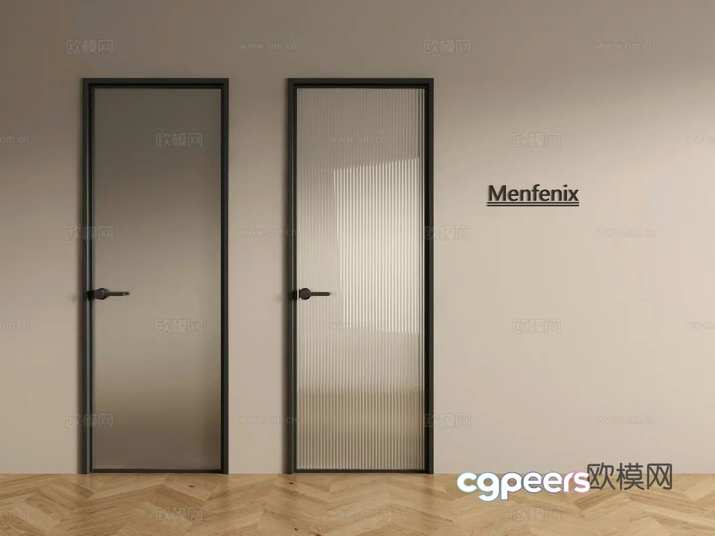Modern single-open door glass door bathroom door Changhong glass single-open door frosted glass single-open door 3D model