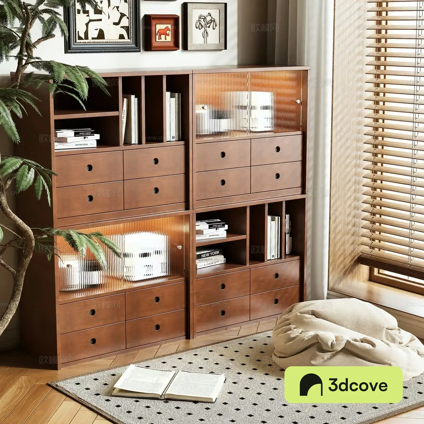 Medieval style bookcase finished bookcase