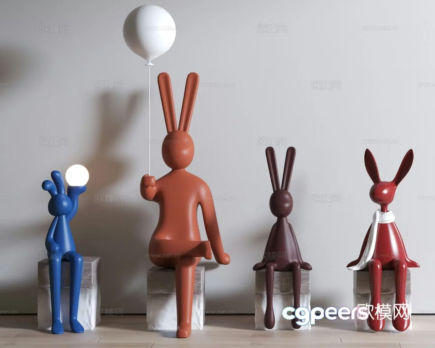 Modern rabbit sculpture ornaments Trendy toy ornaments 3D model