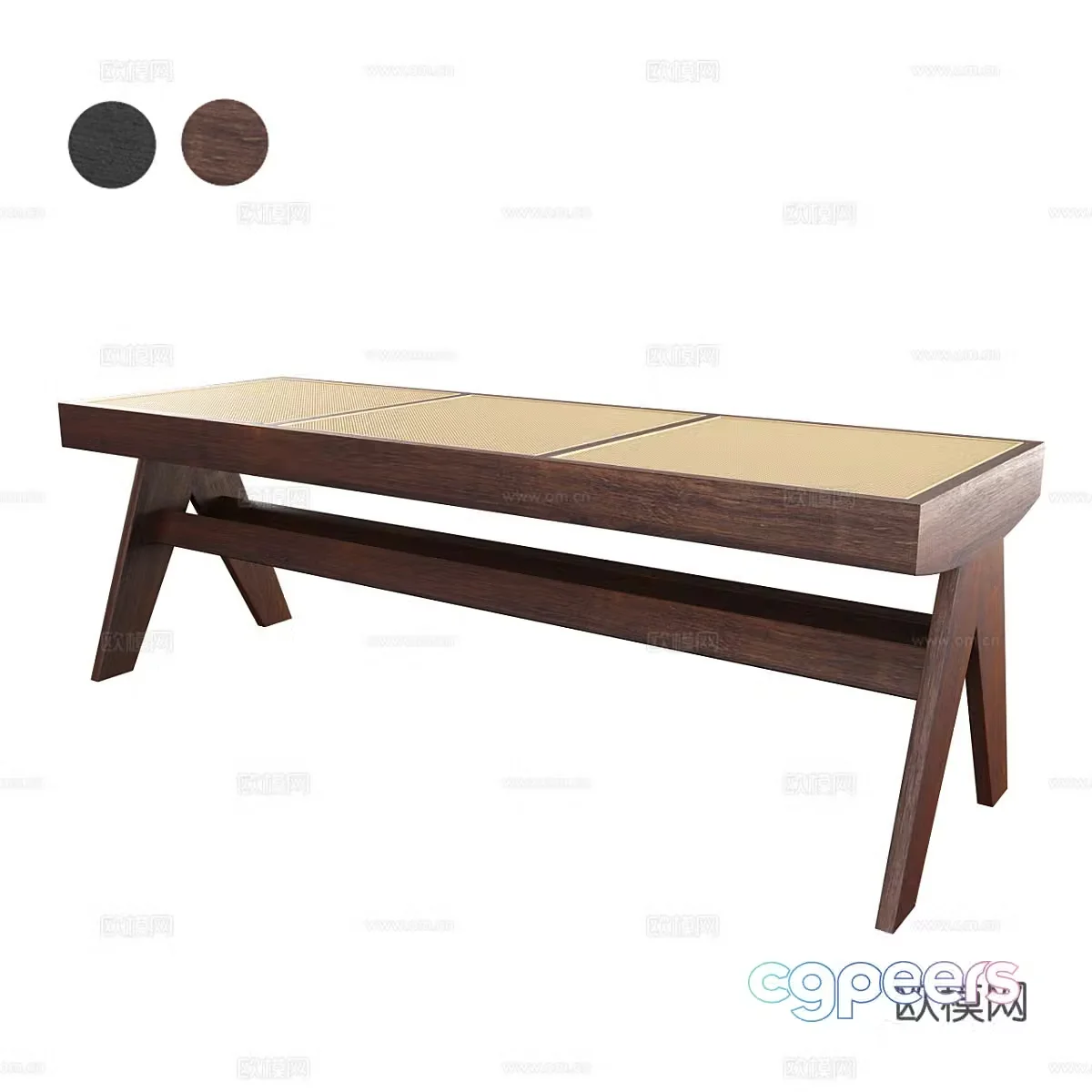 Wasabi-style sofa stool rattan sofa stool bamboo sofa stool courtyard sofa stool courtyard bench 3D model