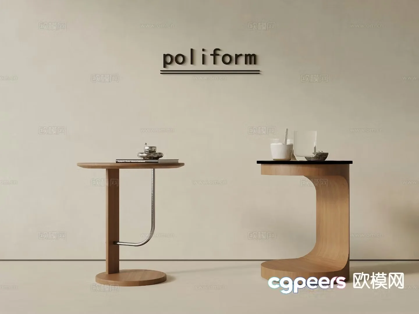 Medieval style side table corner table round table table table 3D model