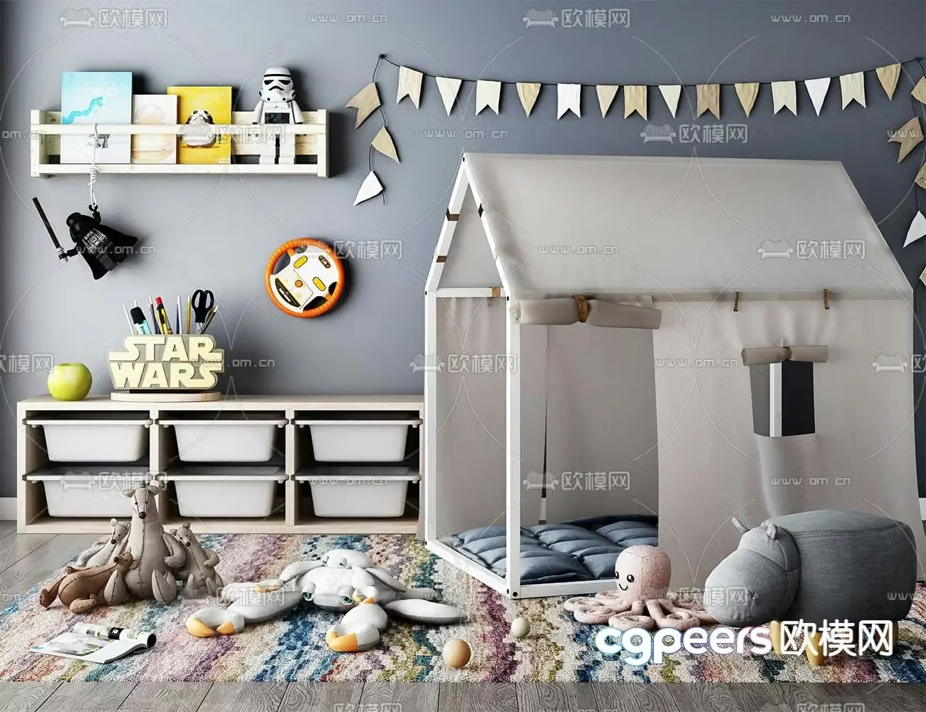 Children’s tent doll toy storage cabinet carpet 3d model