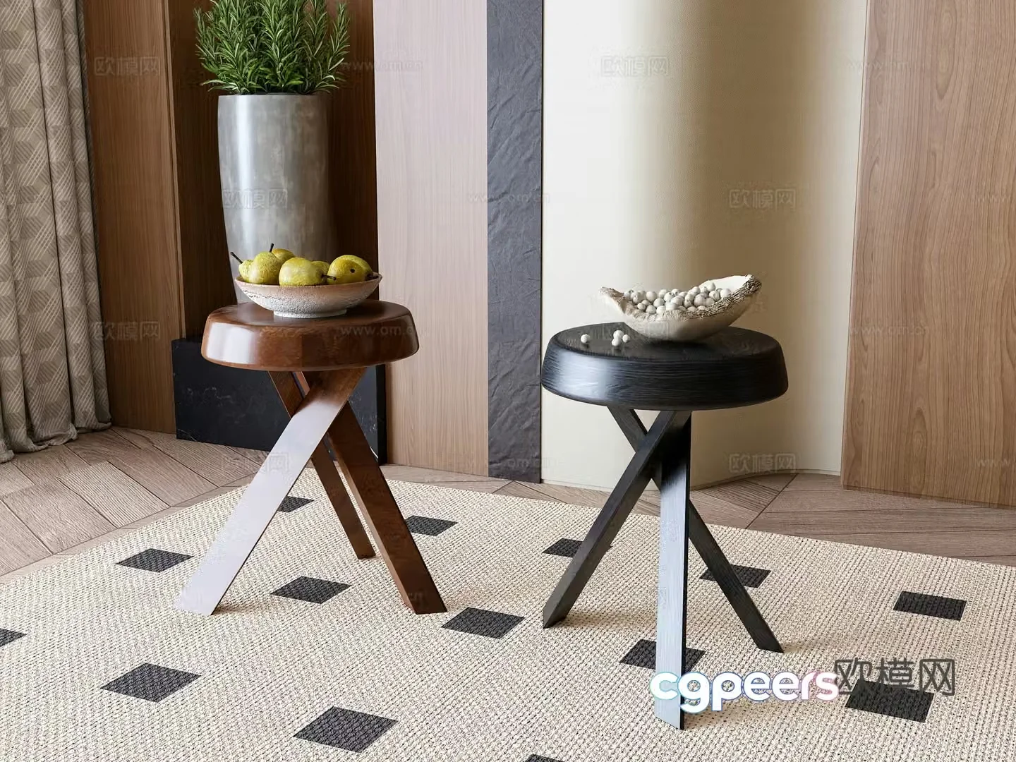 Modern stool combination 3d model