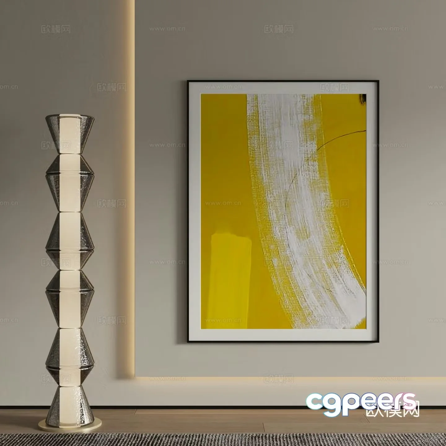 Modern abstract painting decorative painting 3d model