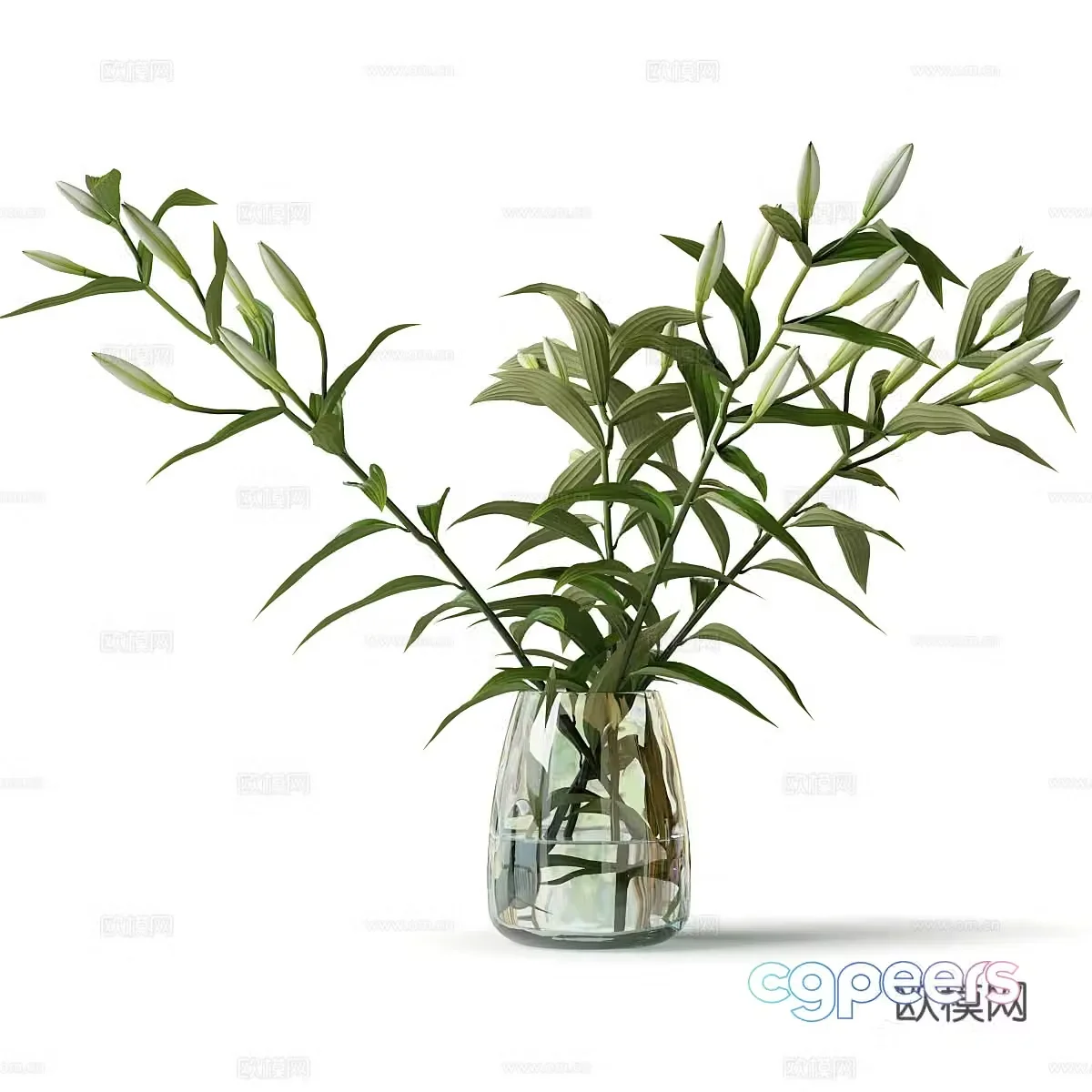 Modern vase flower art 3d model