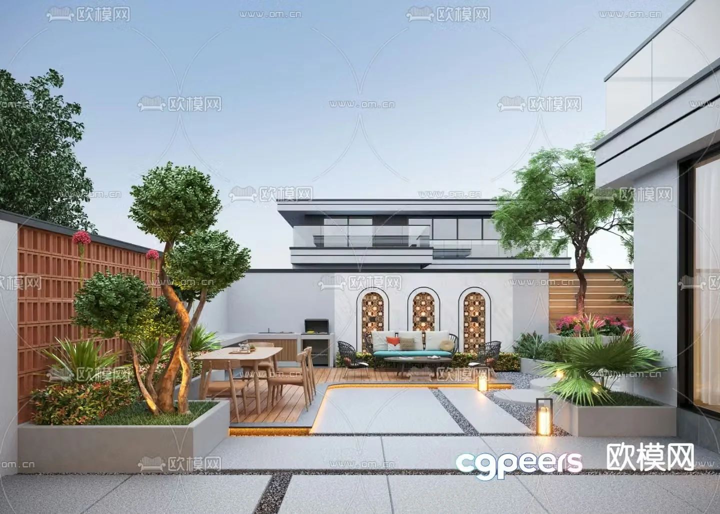 Villa courtyard garden 3d model