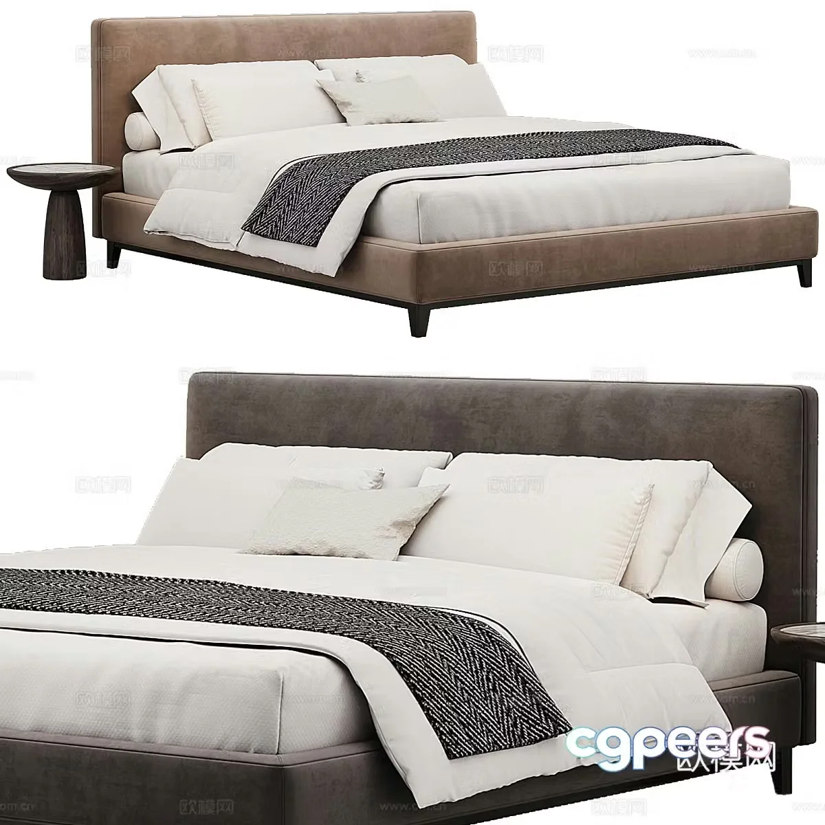 Modern Italian Andersen fabric double bed 3D model