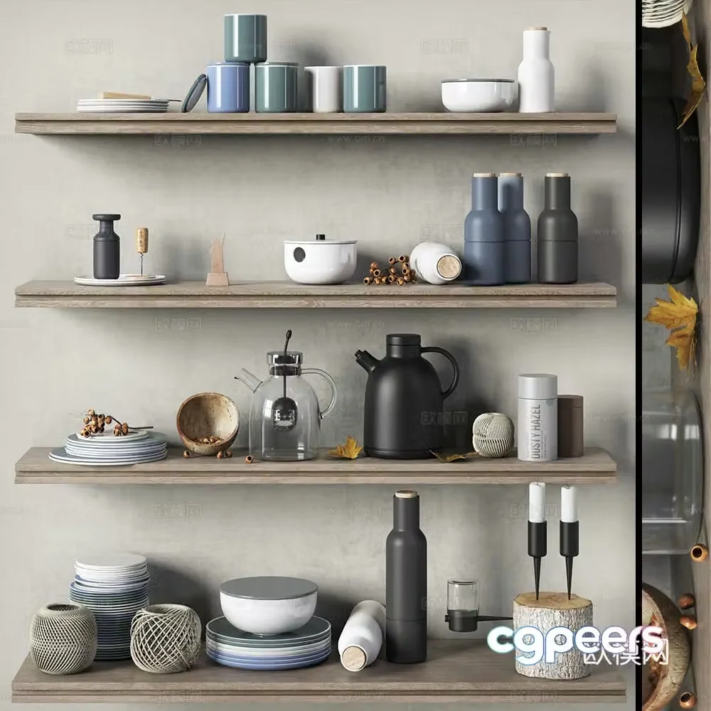 kitchen supplies dishes teapot 3d model