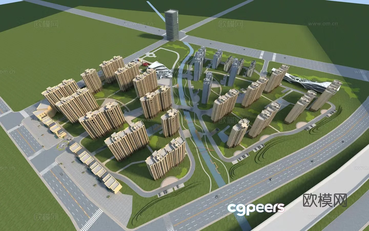 City architecture bird’s eye view planning residential bird’s eye view 3D model