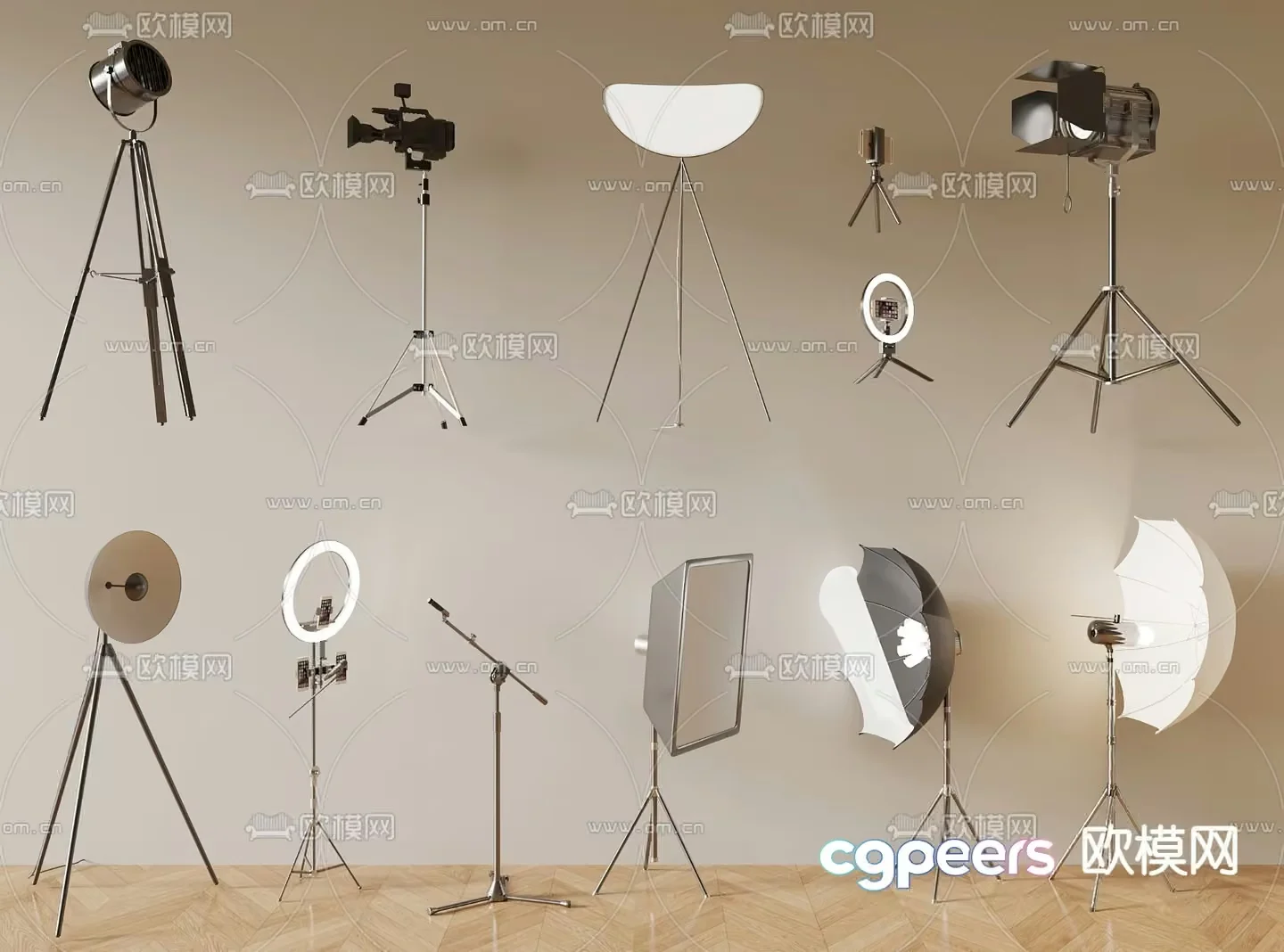 A Collection Of Photography Equipment 3D Model – 19504 – VRAY Render