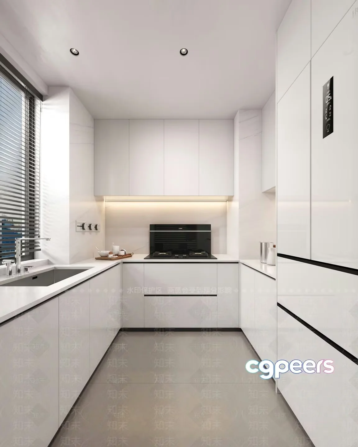 Modern White Kitchen 3D Model – 4950 – VRAY Render