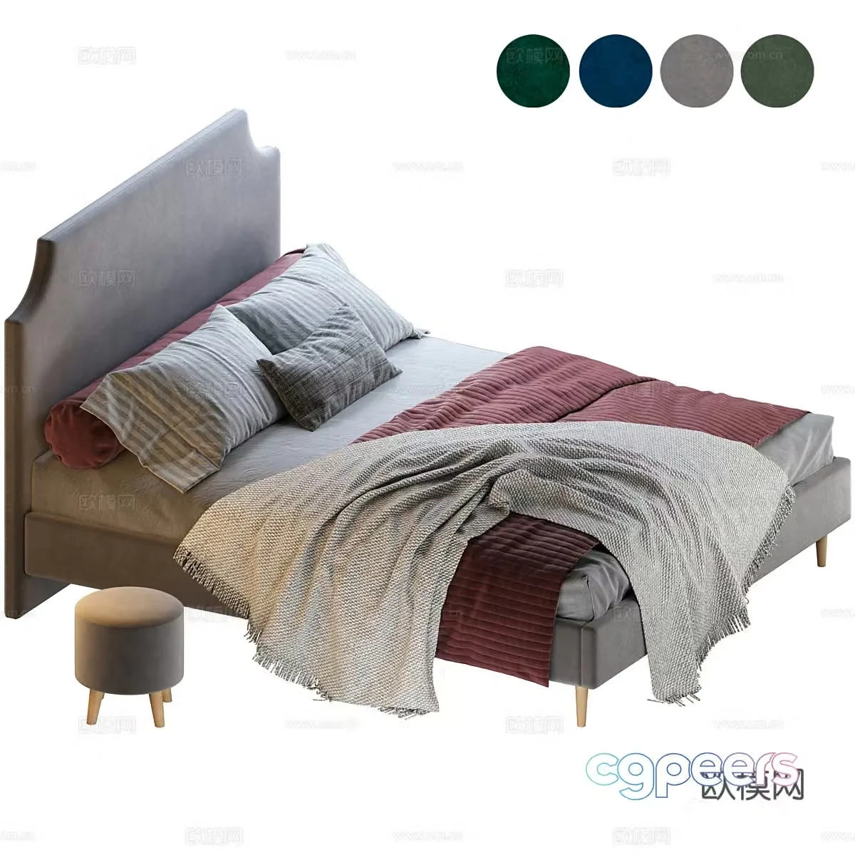 Modern fabric children’s bed 3D model