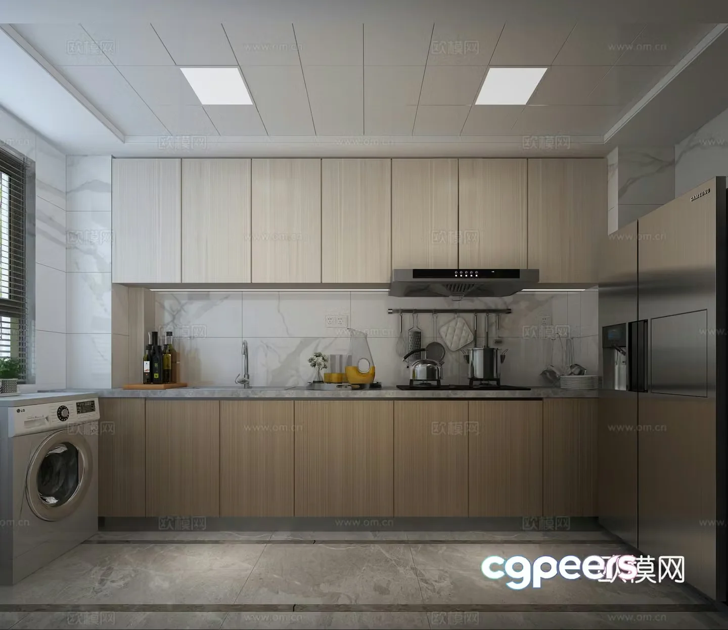 Modern brown full set living and dining room bedroom kitchen bathroom brown sofa 3d model
