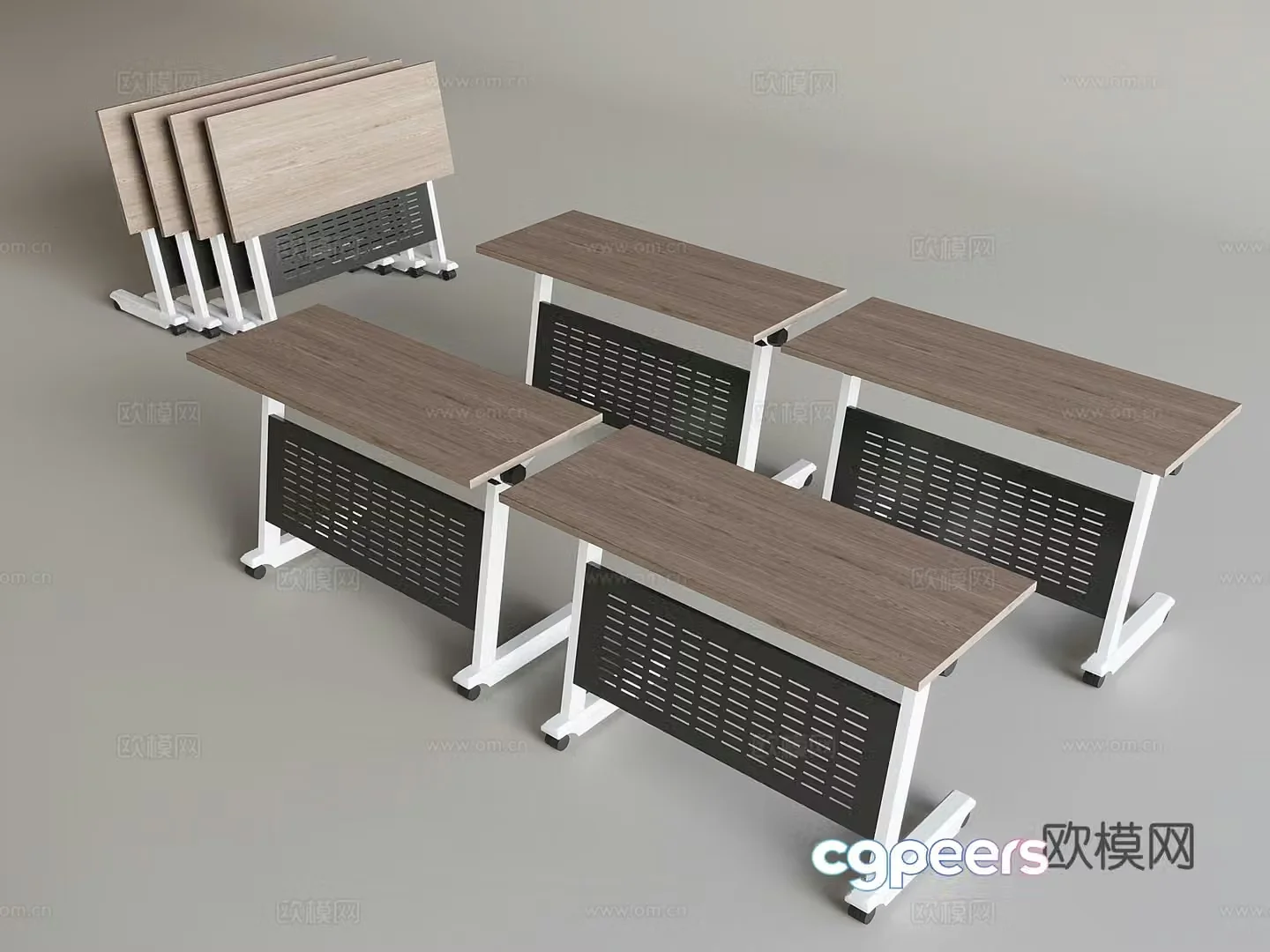 Solid wood office desk training desk desk computer desk 3d model