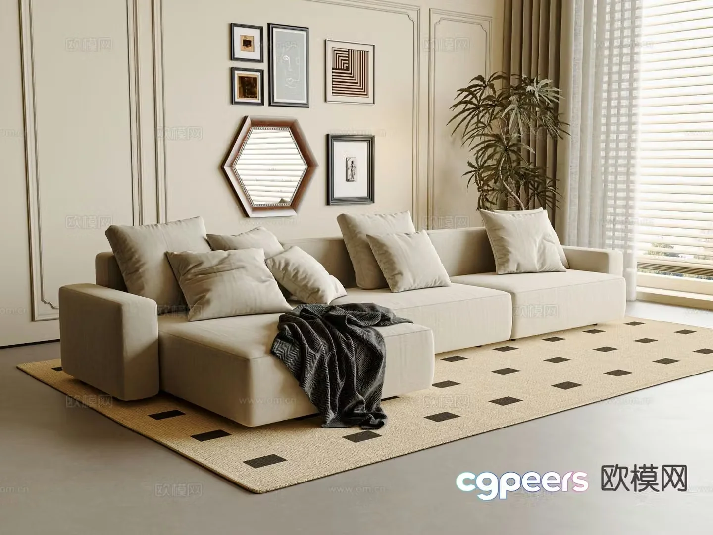 Medieval style sofa multi-person sofa 3d model