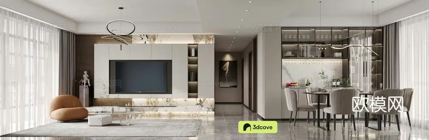 Modern minimalist living restaurant