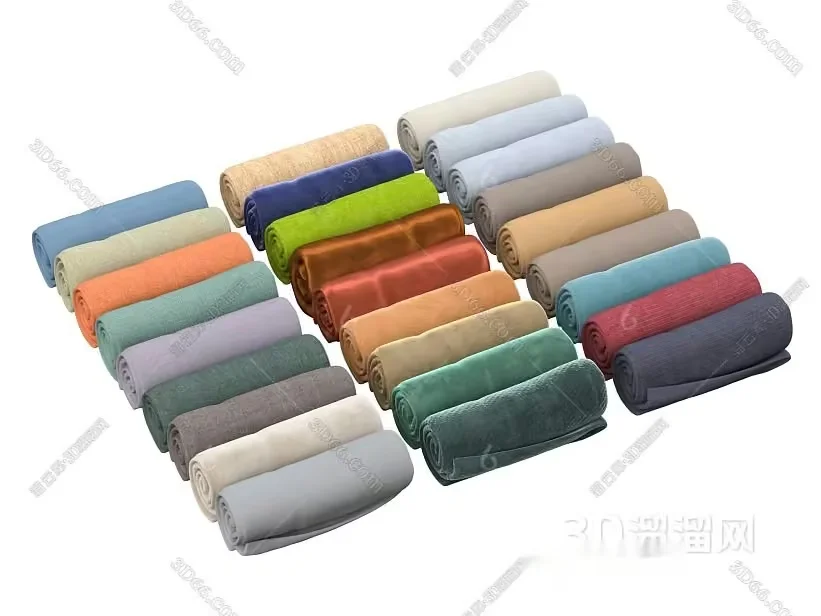 Rolled-Up Fabric In Various Colors 3D Model – 10993 – VRAY Render