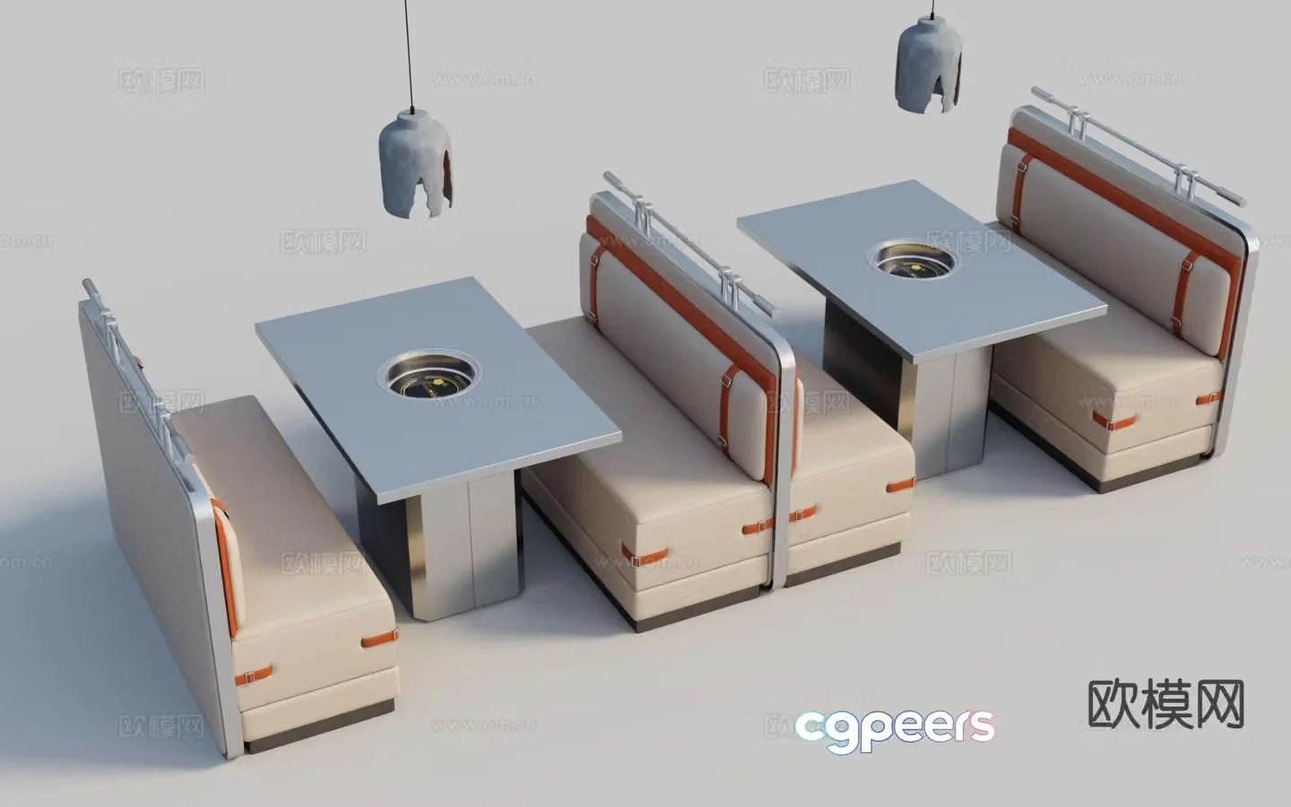 Card seat partition seat group hot pot restaurant card seat 3d model