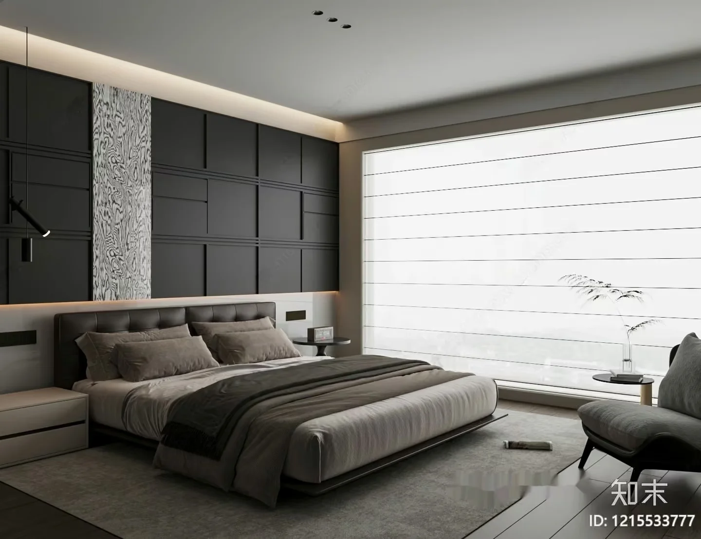 Cozy Modern Bedroom 3D Model – 17223 – VRAY Render