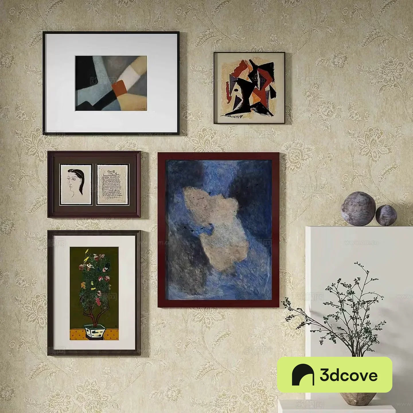 Simple European decorative painting retro painting hanging painting 3D model