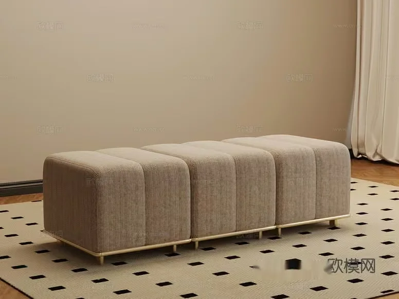Modern Beige Ottoman 3D Model – 12179 – VRAY Render