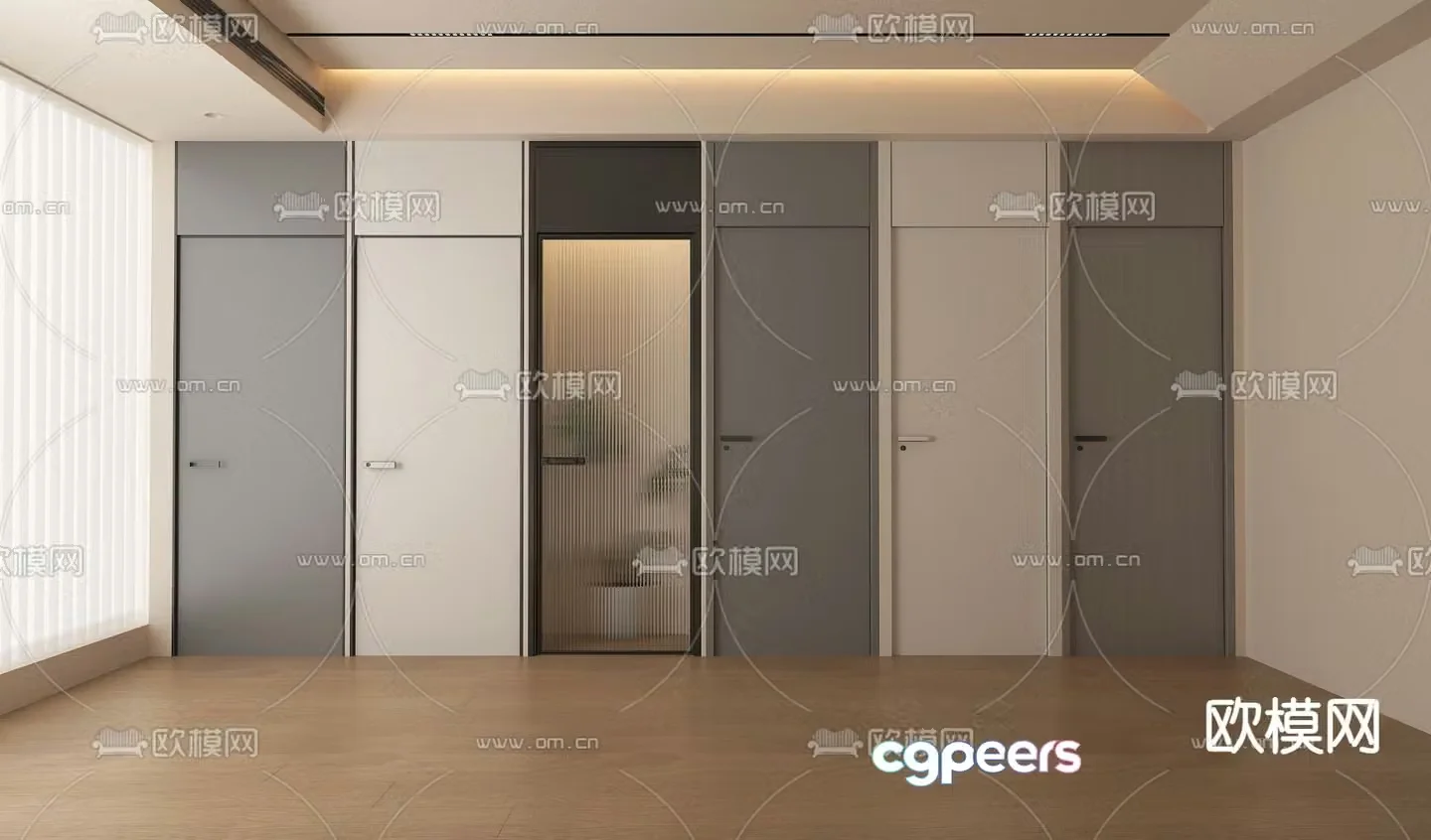 Minimalist door open ceiling door Changhong glass door 3D model
