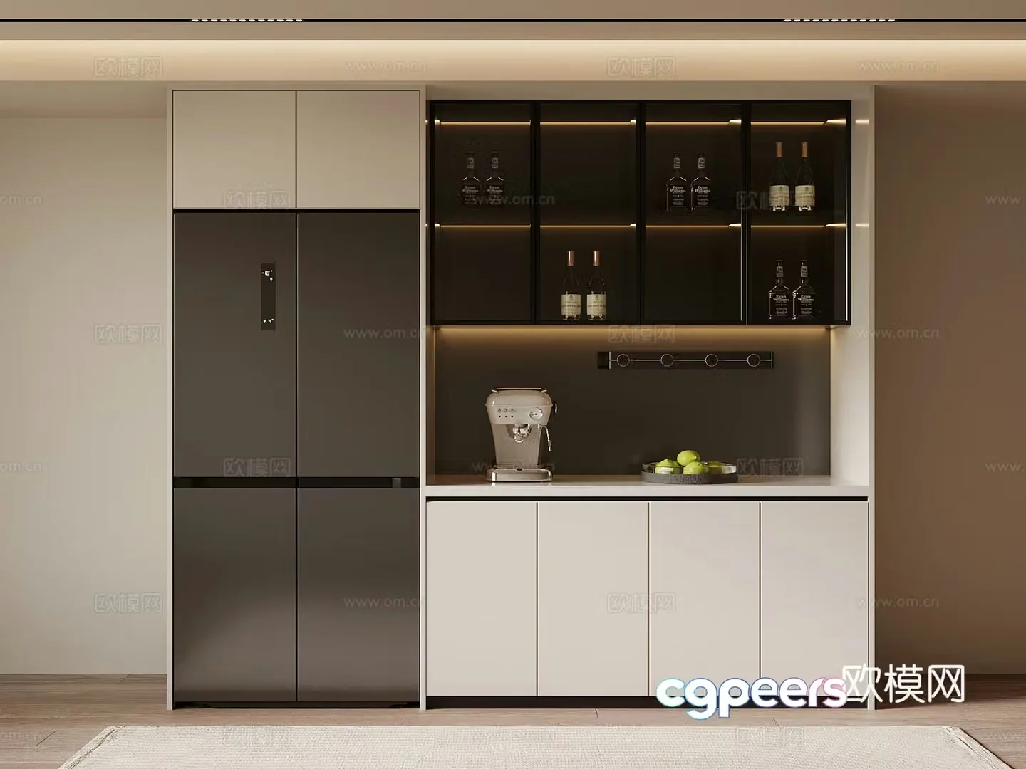 Modern wine cabinet sideboard 3D model