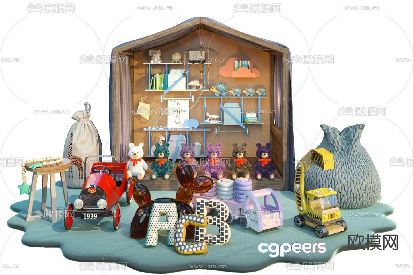 Modern children’s plush toy 3d model