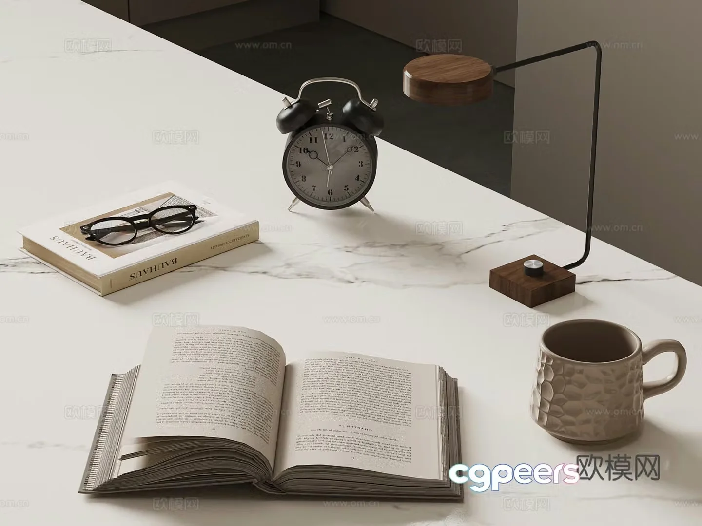Modern desk lamp alarm clock glasses water cup 3d model