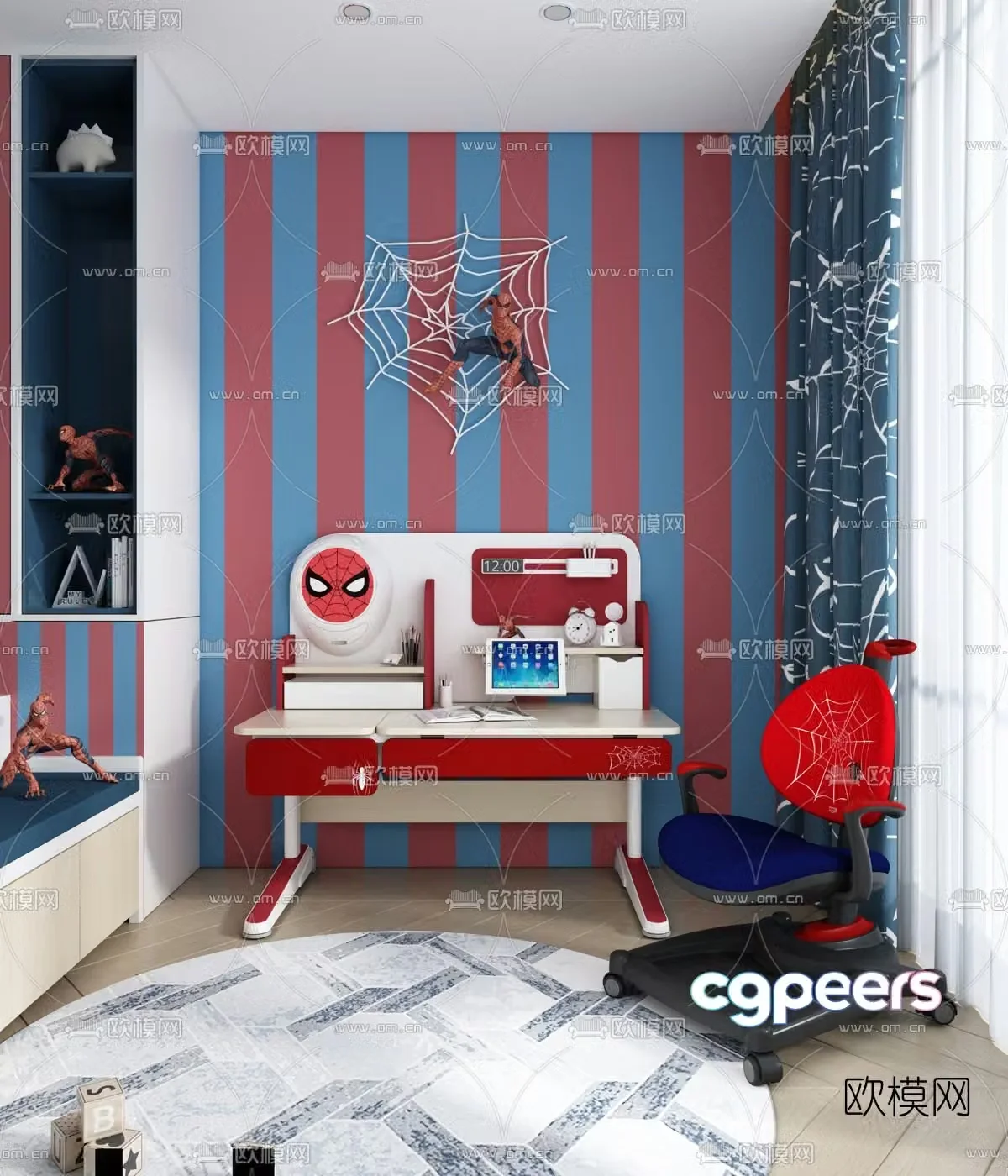 Modern Marvel Spider-Man children’s desk and chair 3d model