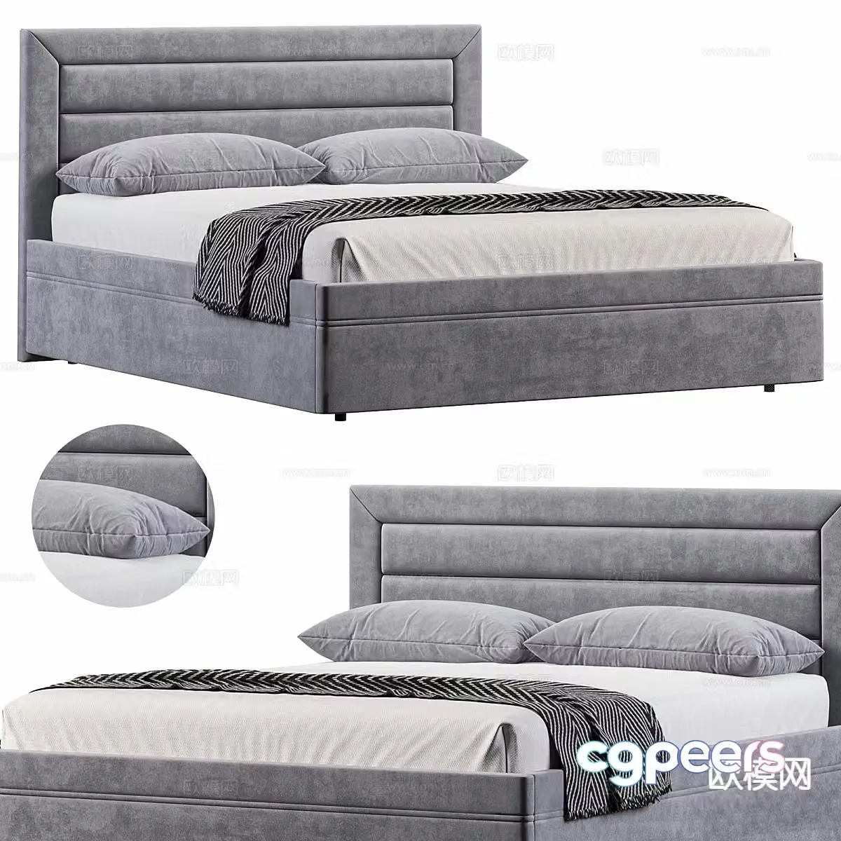 Modern double bed 3d model