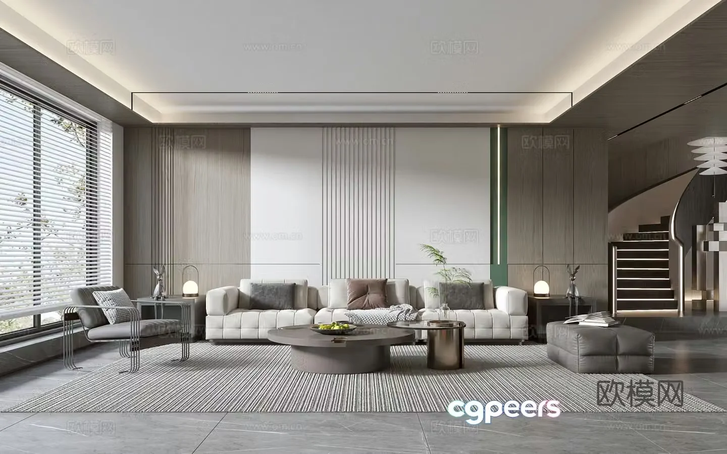 Modern living room Modern sofa coffee table combination Modern background wall 3d model
