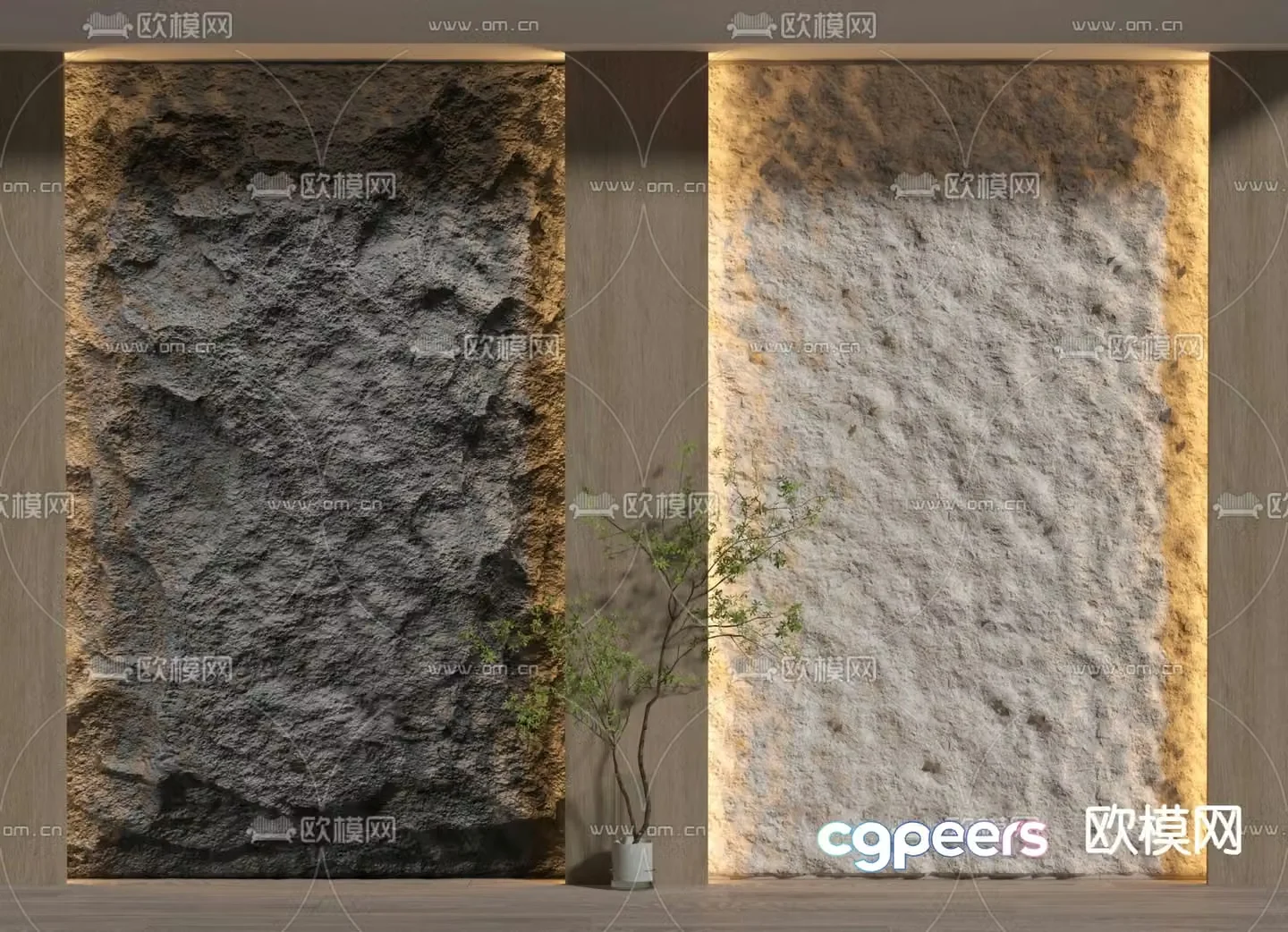 Rough stone background wall lavastone 3D model