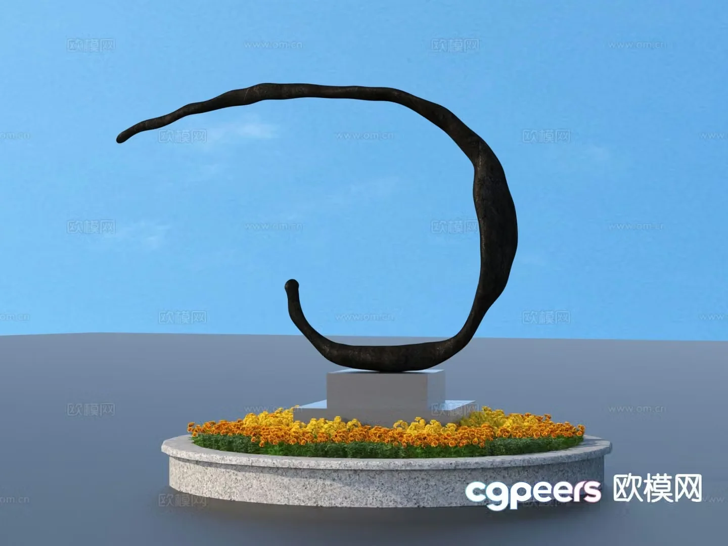 Flower Pond Seat Landscape Sculpture 3D Model