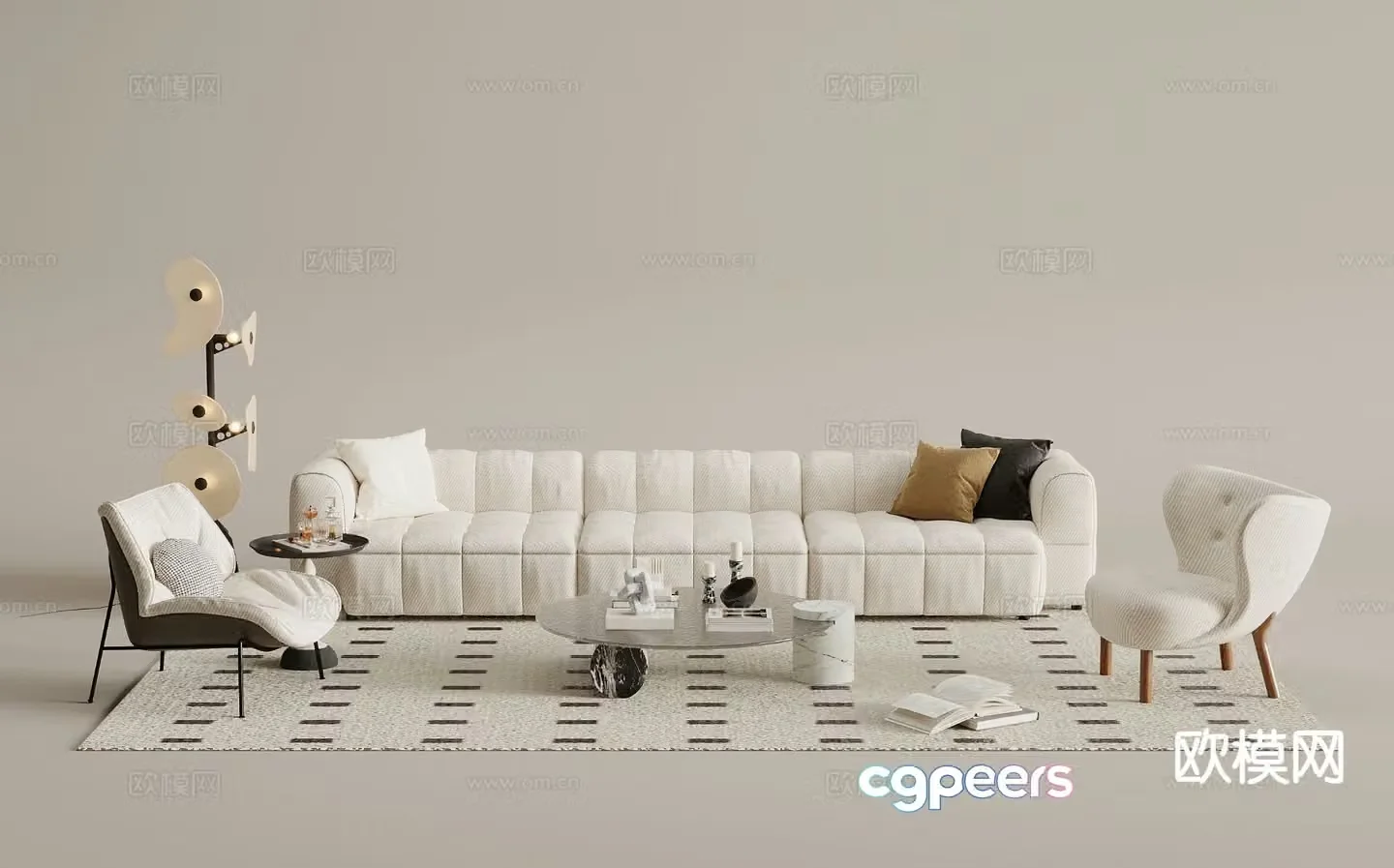 French sofa set 3d model